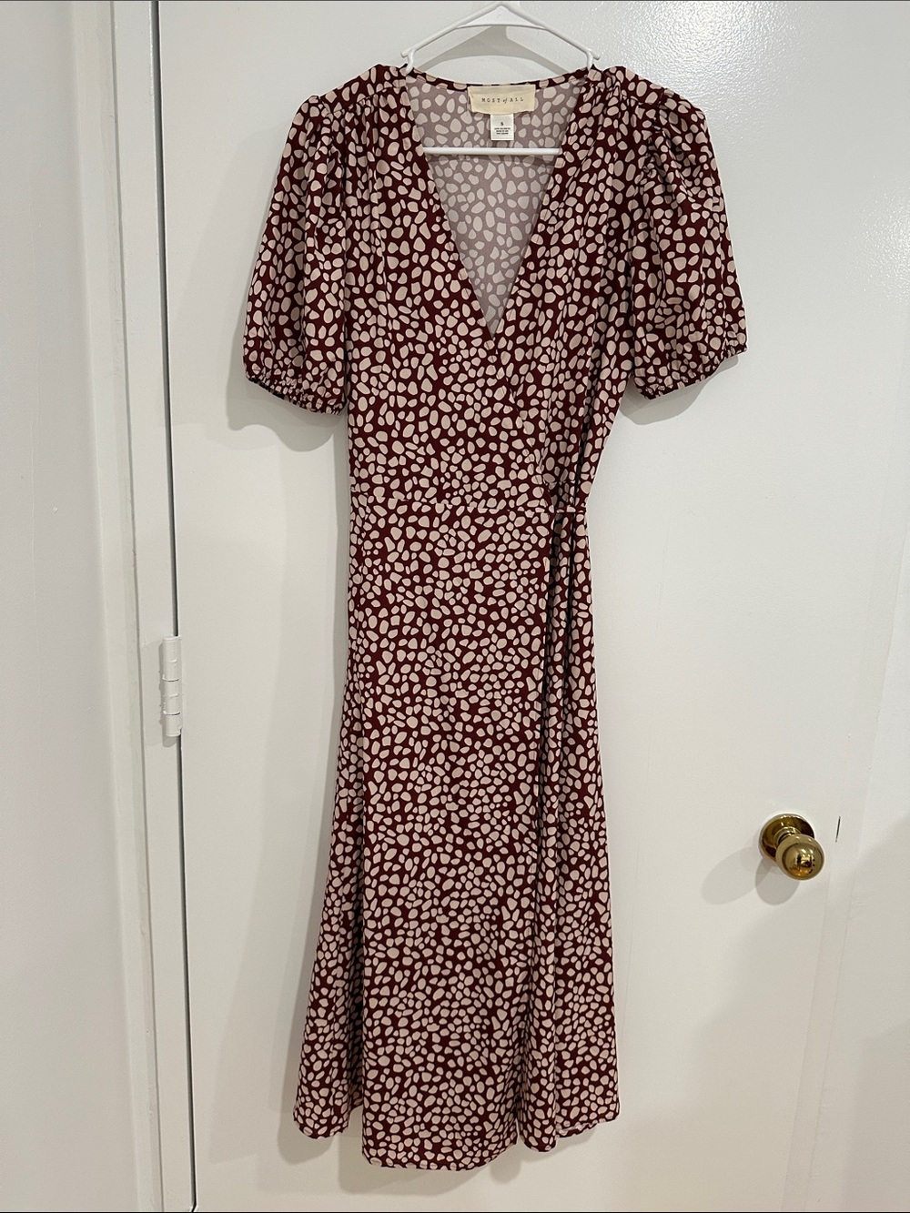 Most of All Burgundy Printed Wrap Midi Dress